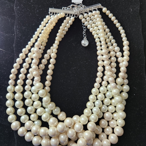 Lia Sophia Uptown 6 Strand Simulated Pearl Necklace - Picture 4 of 6
